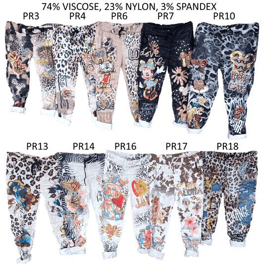 ELLE VISCOSE ELASTANE PRINTED FOIL PANTS