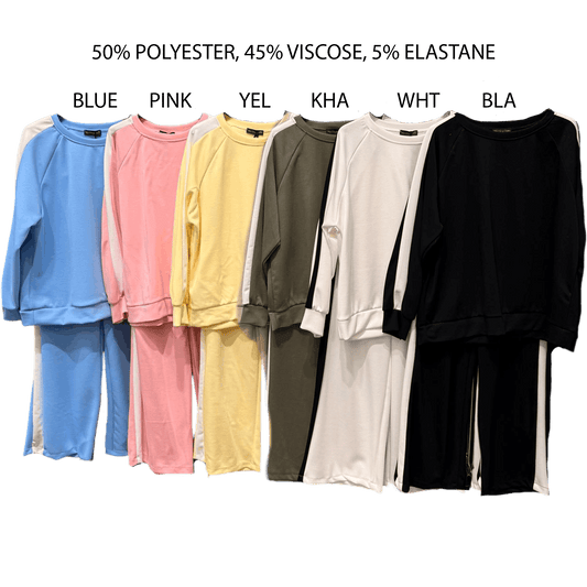 ALICIA SOFT KNIT STRIPE TRACKSUIT SET