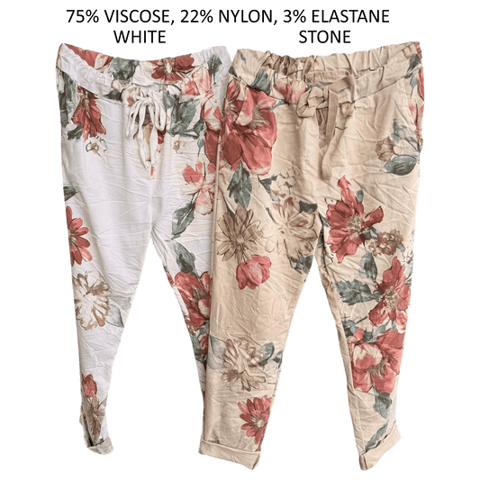 NADIA VISCOSE STRETCH FLOWER PANTS