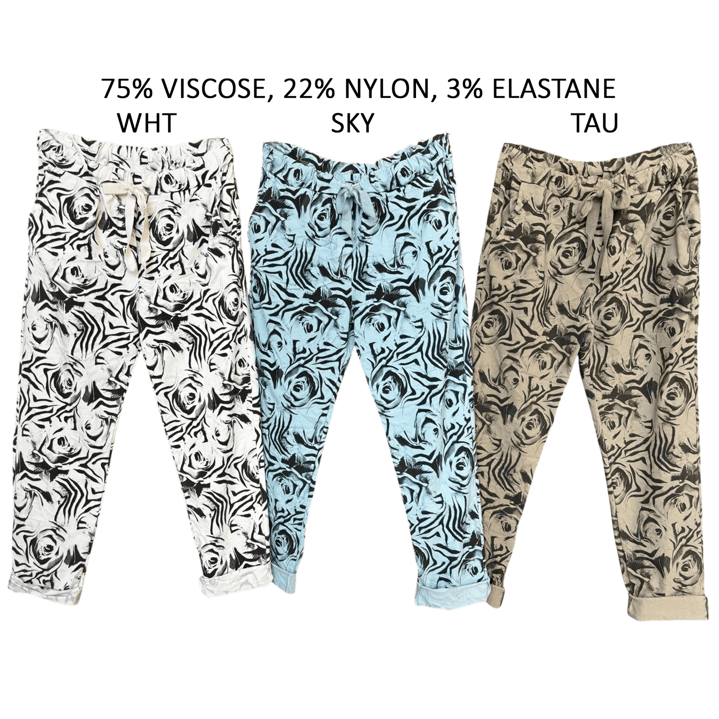 DEMI VISCOSE STRETCH LINEAR FLORAL PANTS