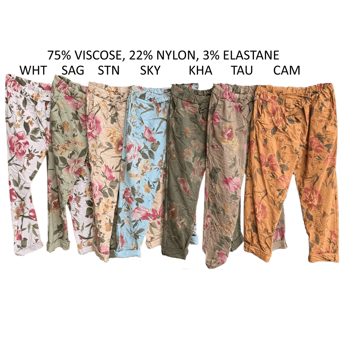 CAMRYN VISCOSE STRETCH FLORAL PANTS