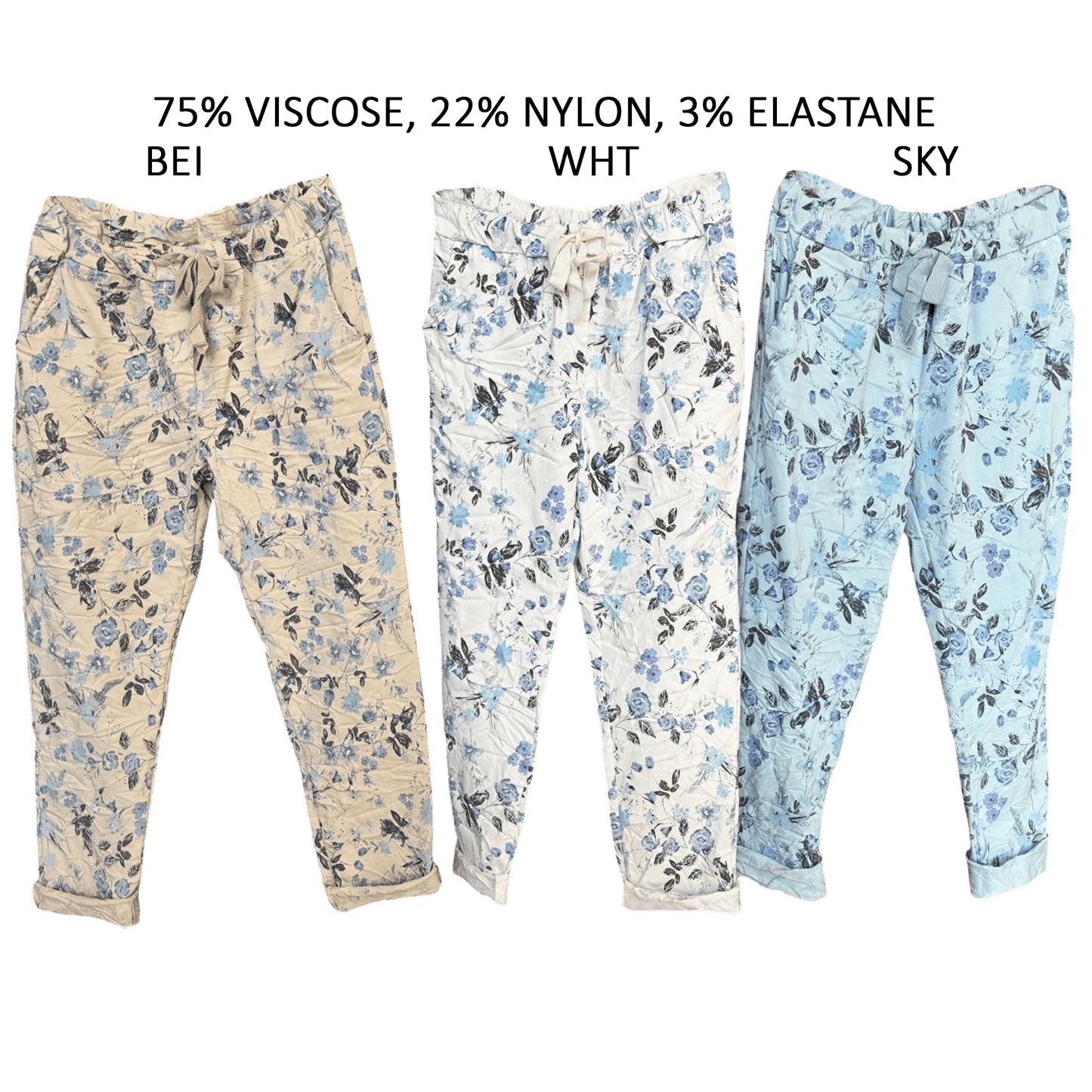 SARAI VISCOSE STRETCH SMALL FLORAL PANTS
