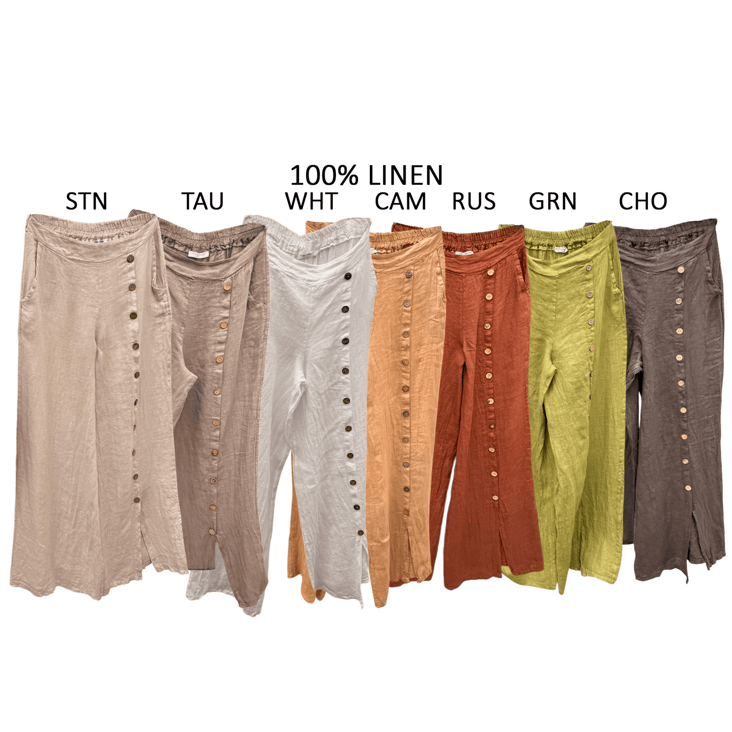 ROSAMOND LINEN BUTTON DETAIL PANTS
