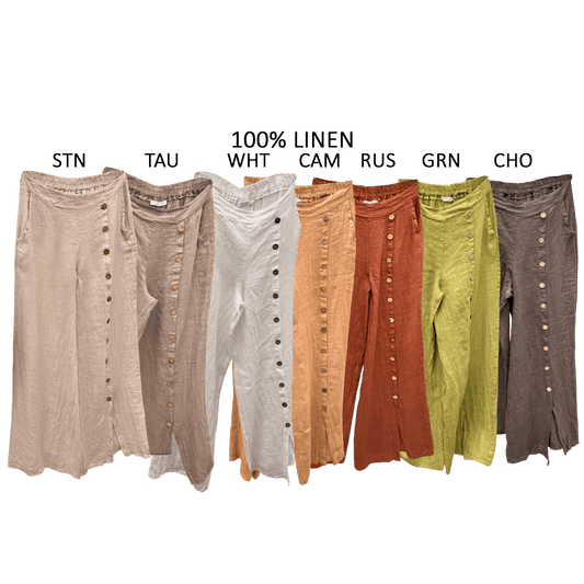 ROSAMOND LINEN BUTTON DETAIL PANTS