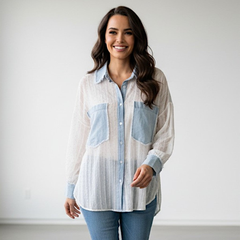 THOMASIN VISCOSE COTTON SHIRT WITH DOUBLE POCKET