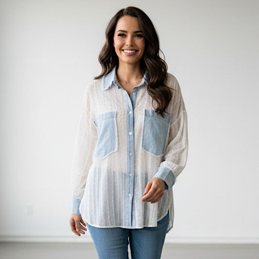 THOMASIN VISCOSE COTTON SHIRT WITH DOUBLE POCKET