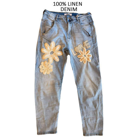 GWENDOLINE FLOWER JEANS DENIM