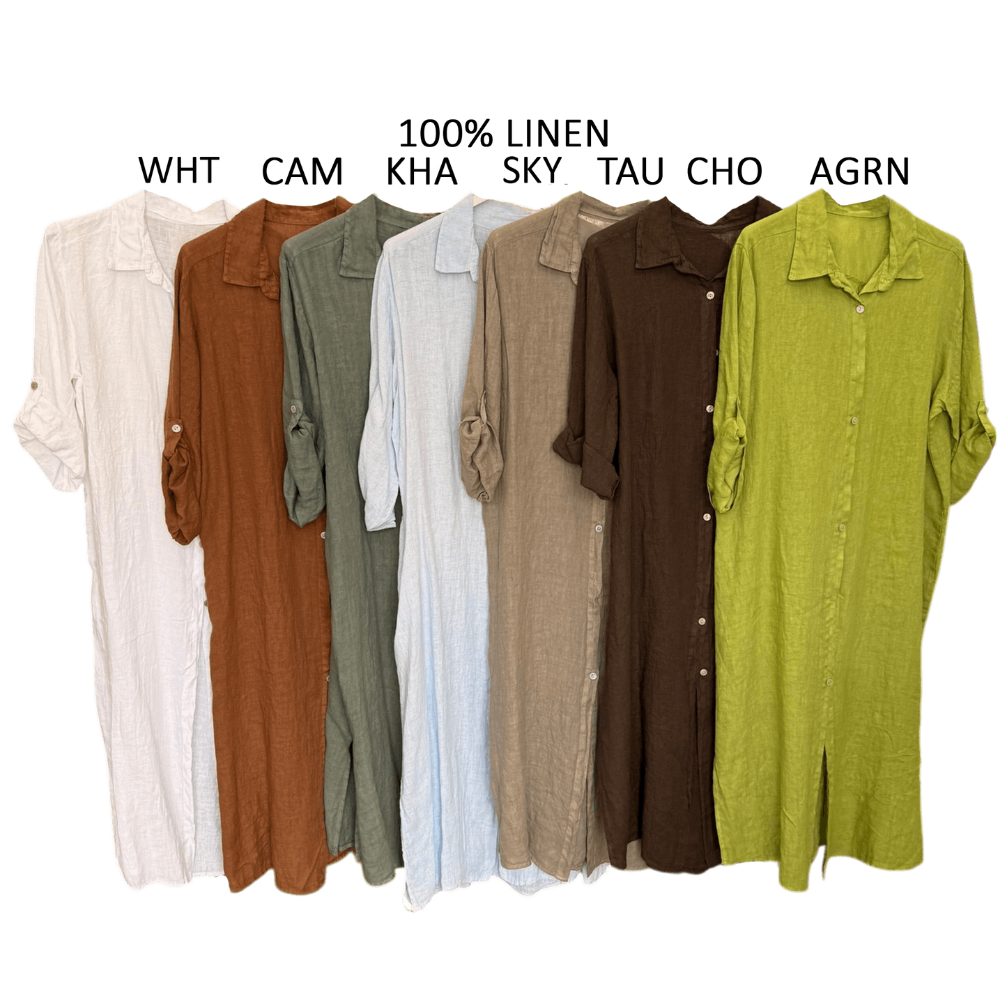 MILDRED LINEN LONG SHIRT DRESS