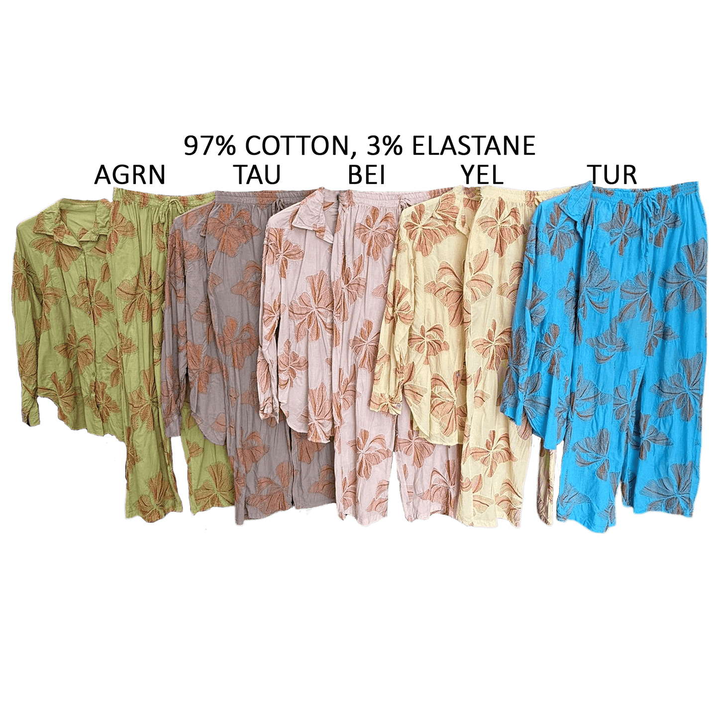 DINAH COTTON EMB PANTS SET