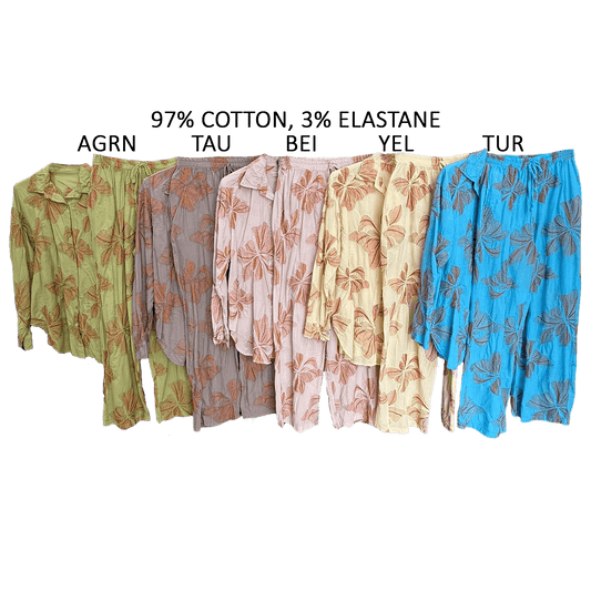 DINAH COTTON EMB PANTS SET