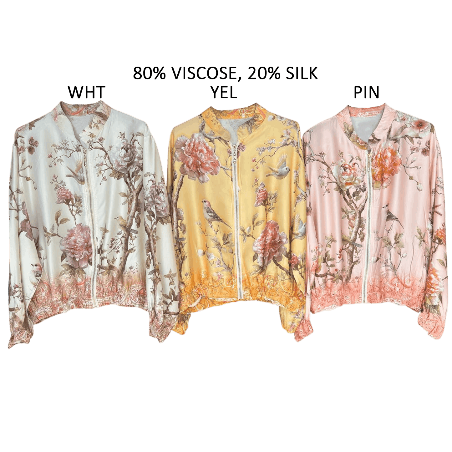 ALMA SILK MIX PRINTED BOMBER JACKET