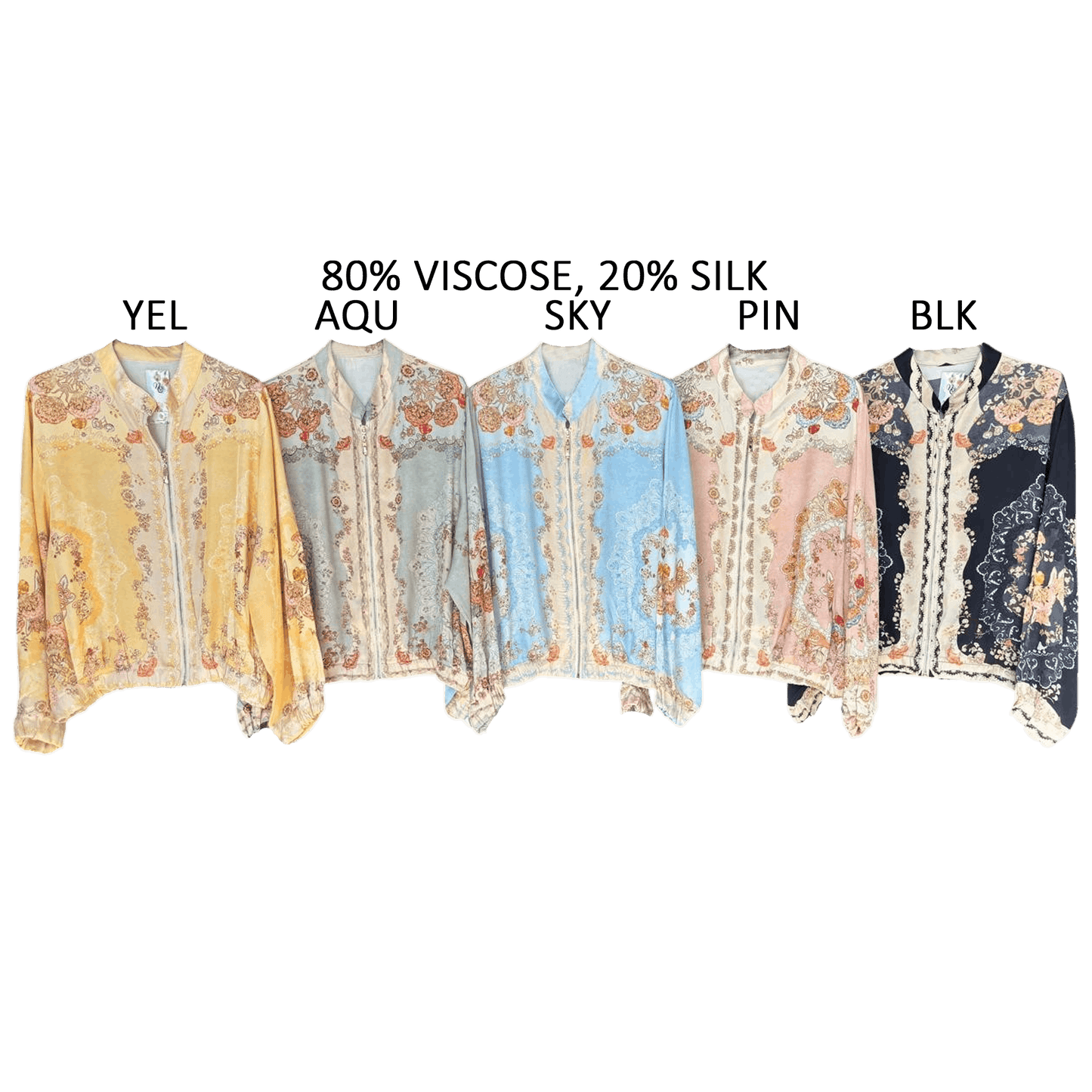 ADELE SILK MIX PRINTED BOMBER JACKET