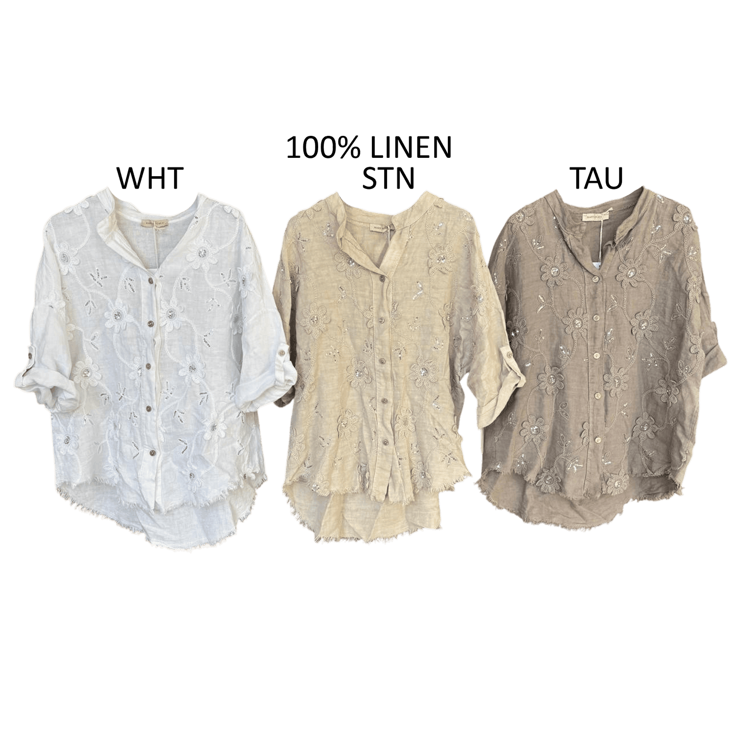 PEGGY LINEN EMB SHIRT