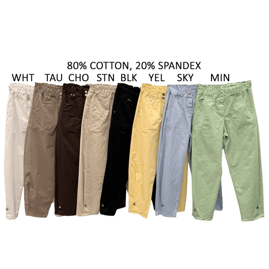 PHILLIPA COTTON ELASTIN BAREL PANTS