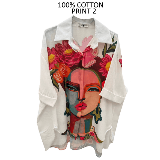 BLANCHE LINEN MIX PRINTED SHIRT