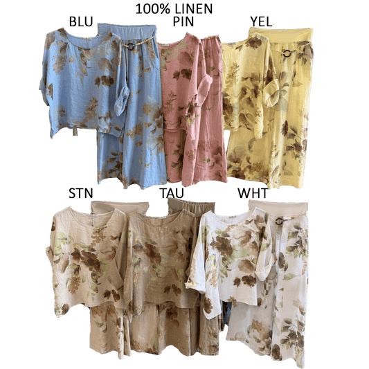 KITTY LINEN FLORAL PANTS SET