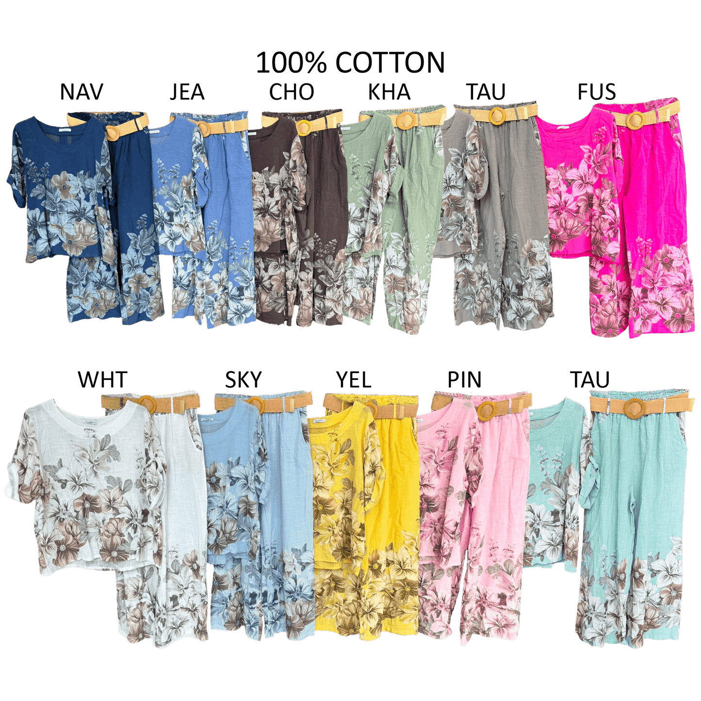 MILLICENT COTTON LINEN FLORAL PANTS SET