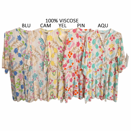 BETSY COTTON VISCOSE PRINTED TIER DRESS
