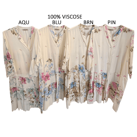SABINA COTTON VISCOSE PRINTED TIER DRESS