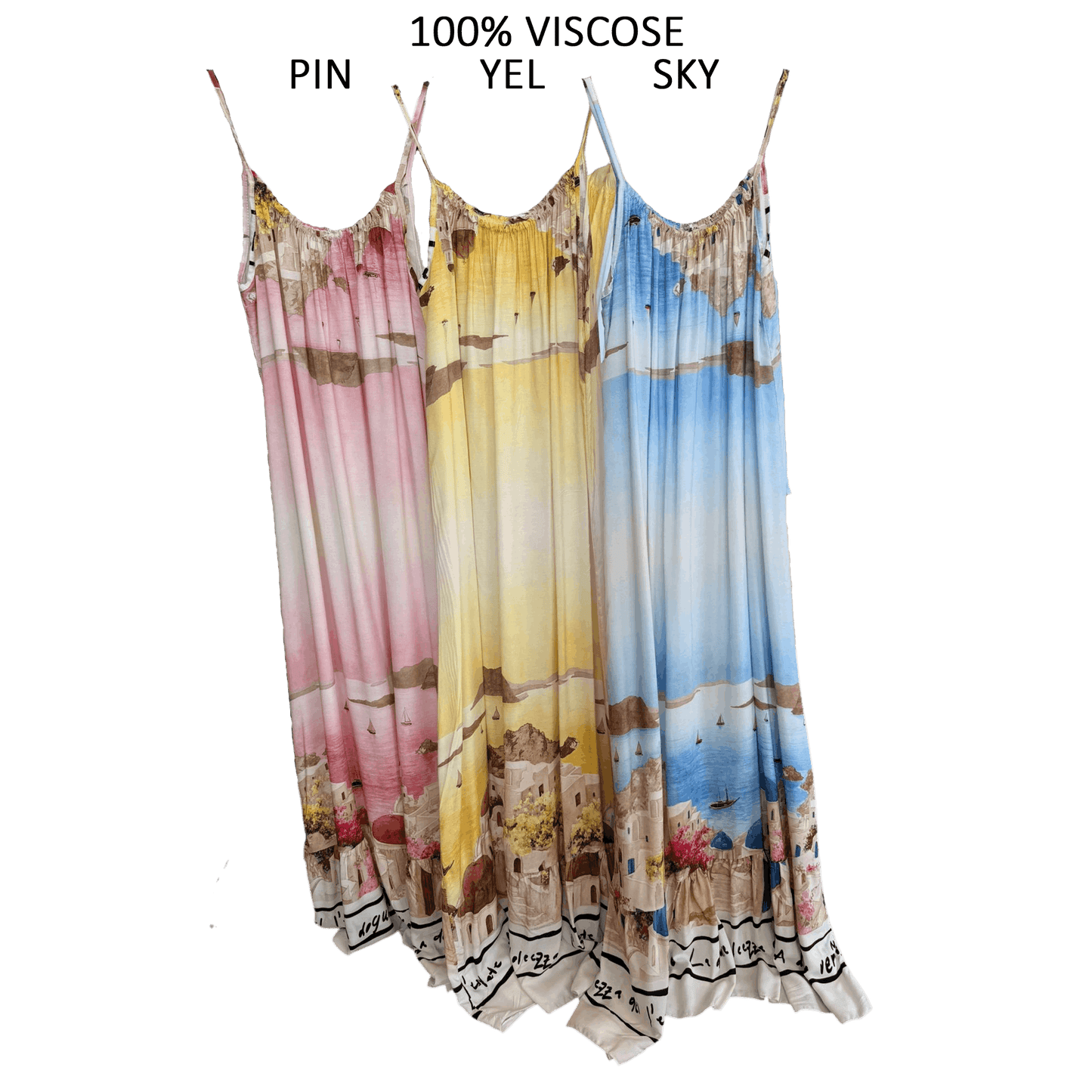 MARION VISCOSE ISLAND PRINT LONG  DRESS