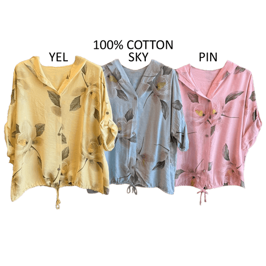 EMMELINE VISCOSE FLOWER PRINT DRAW STRING SHIRT