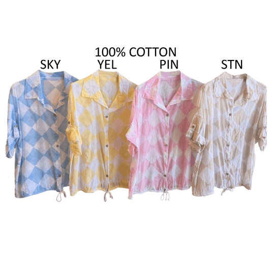 WILHELMINA COTTON PRINTED DRAW STRING SHIRT