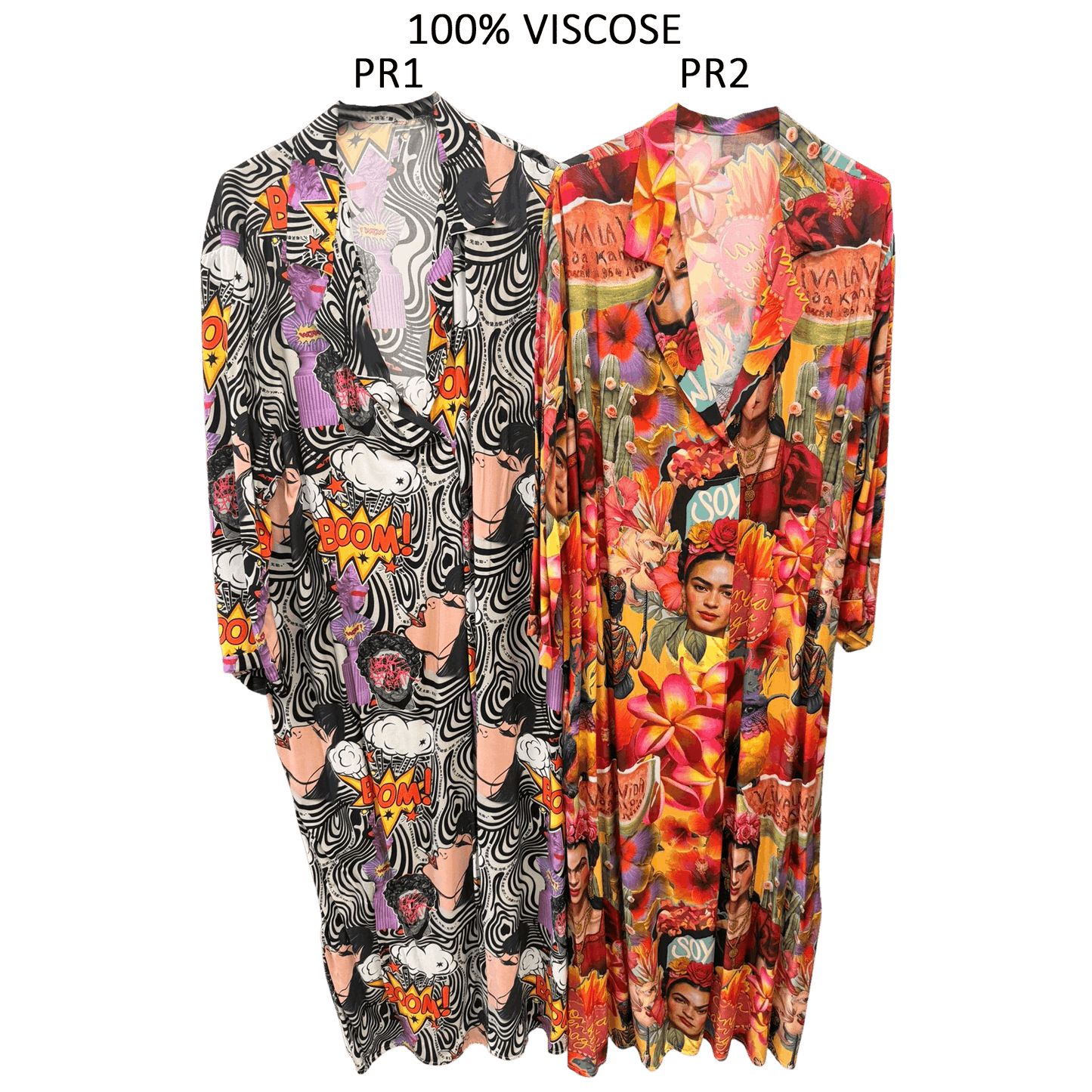MAY VISCOSE PRINTED SHIRT LONG DRESS