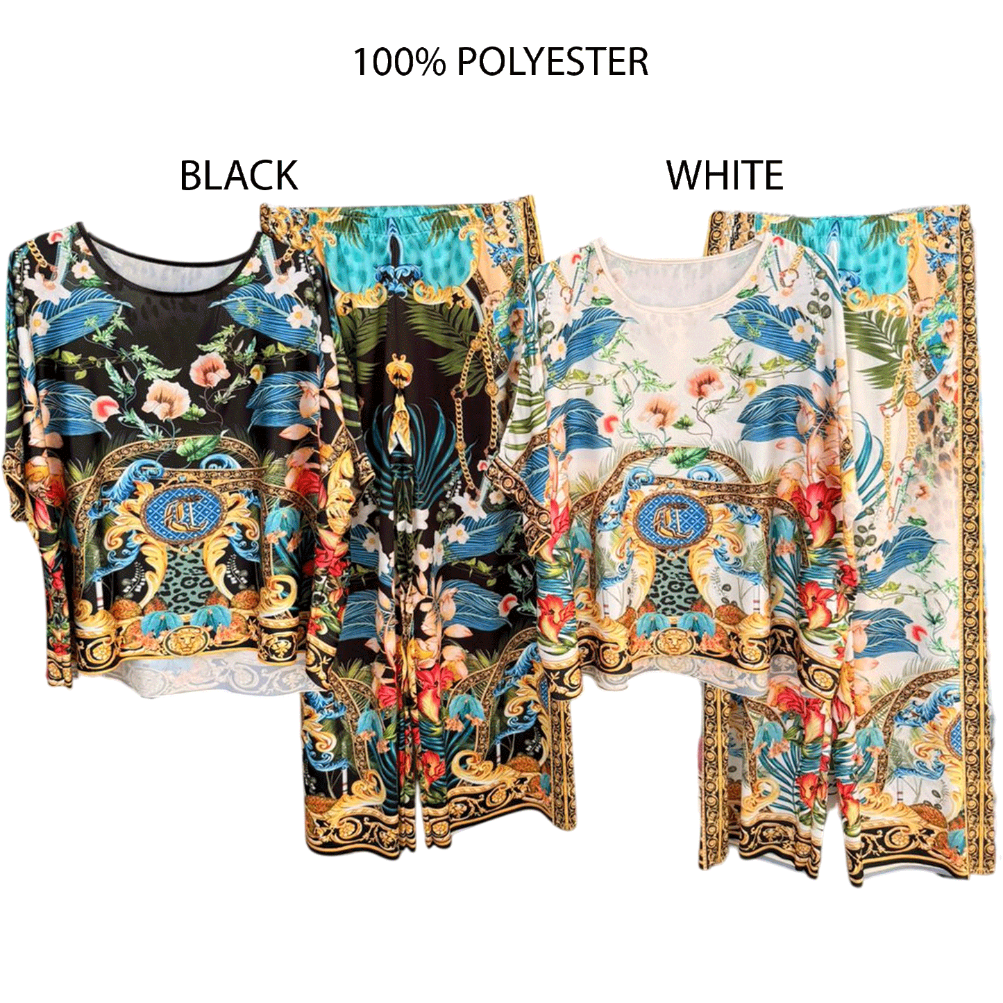 VICTORIA SATIN TAPESTARY PRINT PANTS SET