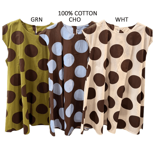 ETHEL COTTON POLKA DOT PRINT SHIFT DRESS