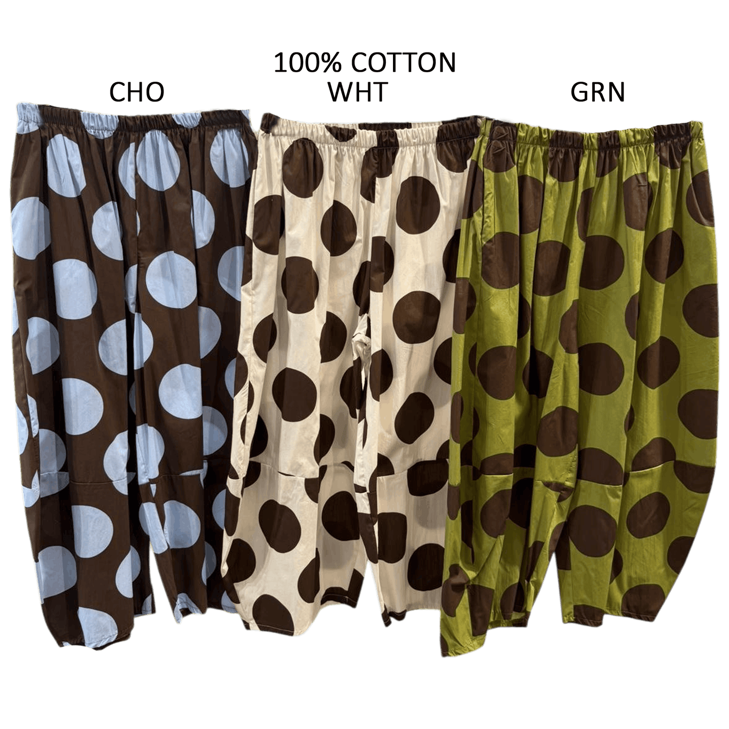 CONSTANCE COTTON POLKA DOT PRINT BARREL PANTS