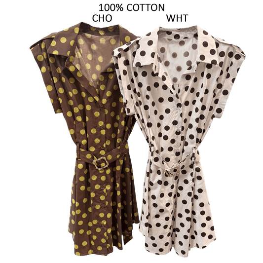 FRANCES COTTON POLKA DOT SHIRT DRESS