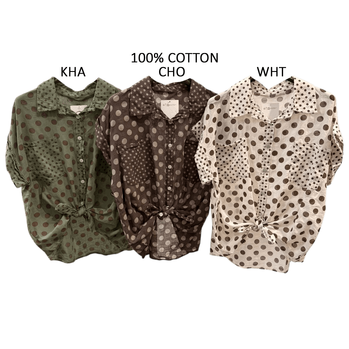 RENE COTTON MIX POLKA SHIRT