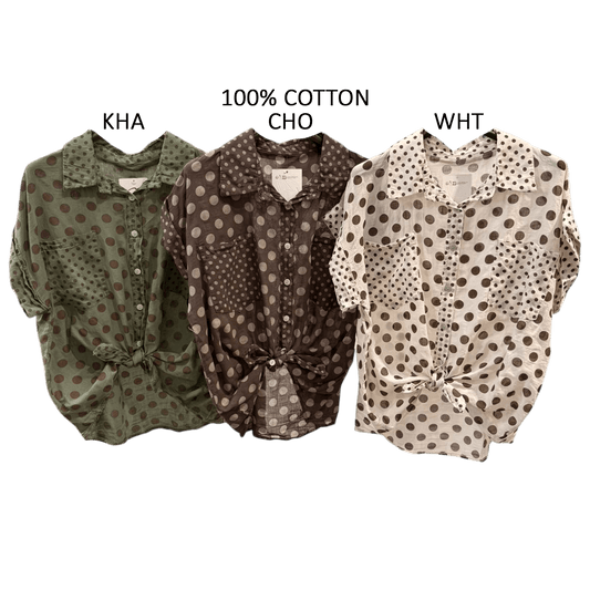 RENE COTTON MIX POLKA SHIRT