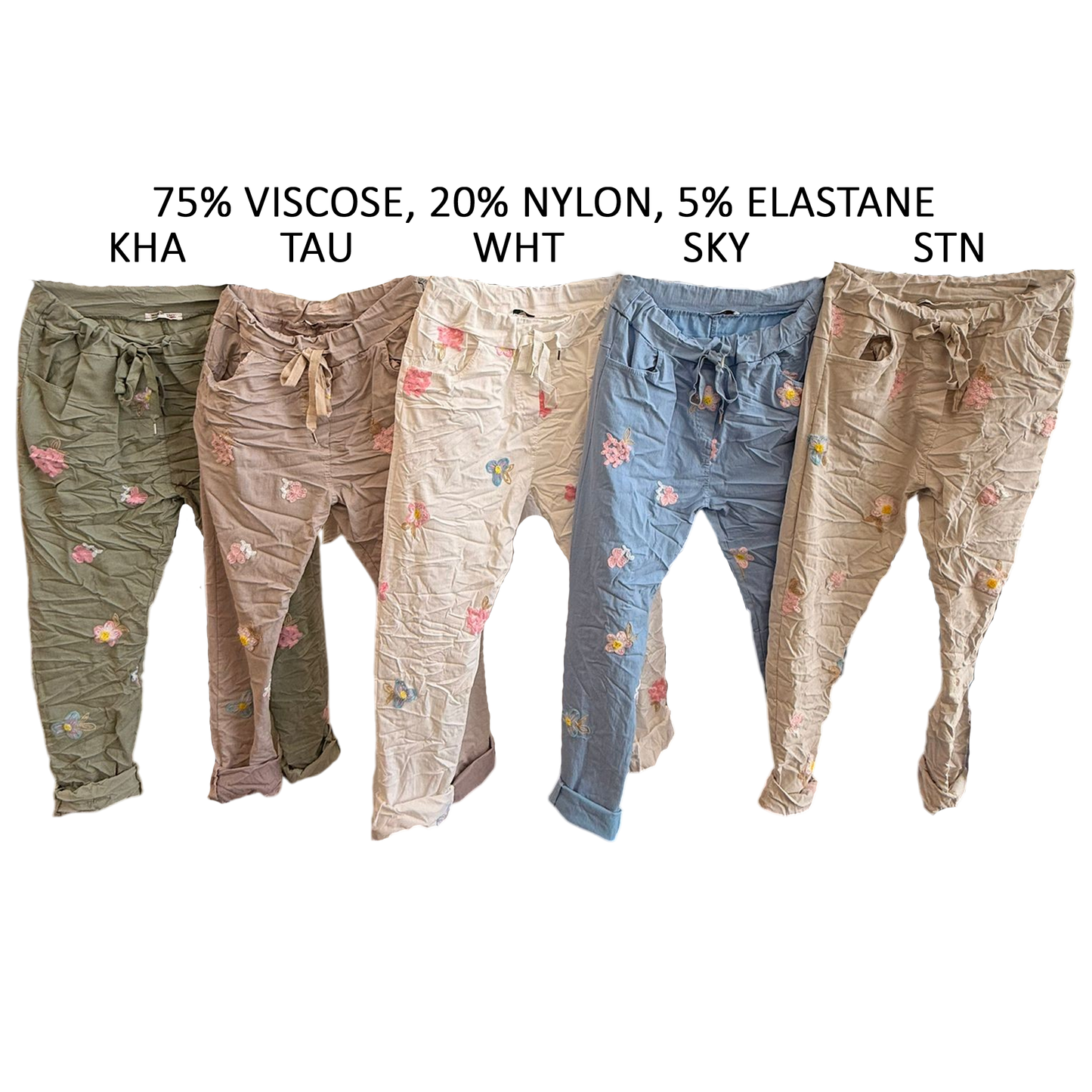 LIORA COTTON ELASTANE EMB PANTS