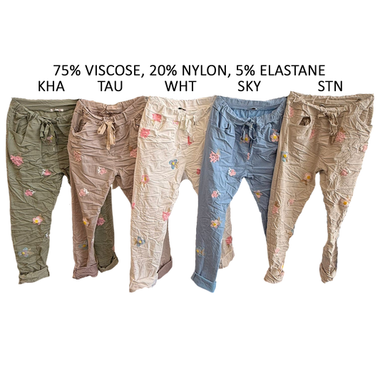 LIORA COTTON ELASTANE EMB PANTS