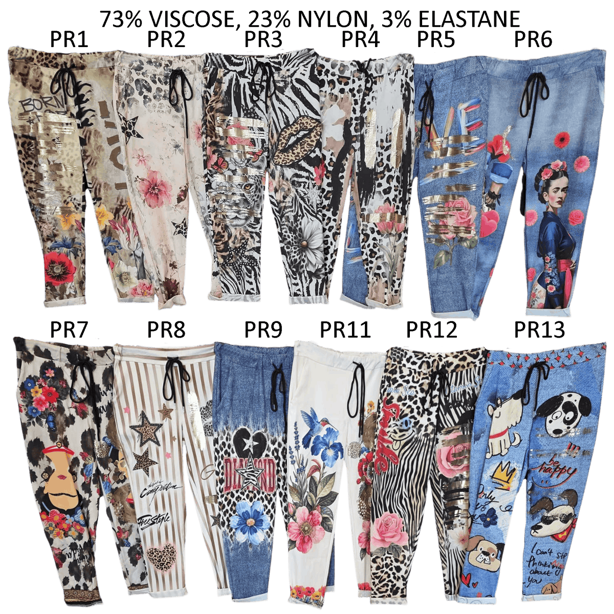BRIANA FOIL VISCOSE STRETCH PRINTED PANTS