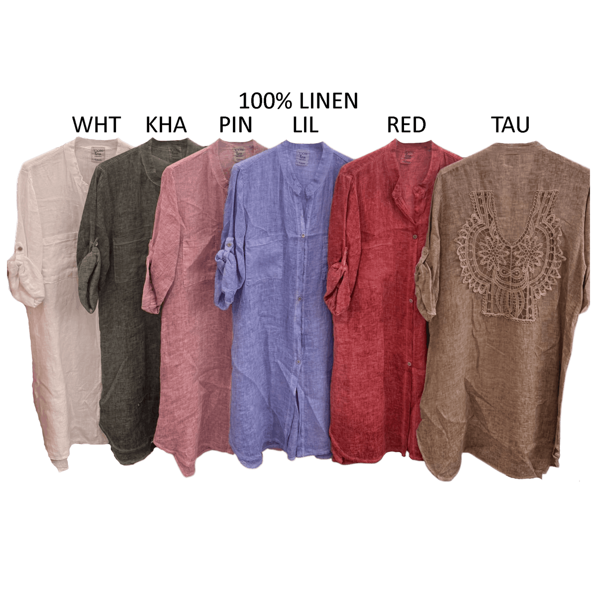 MARTA LINEN EMBROIDERY BACK LONG SHIRT DRESS