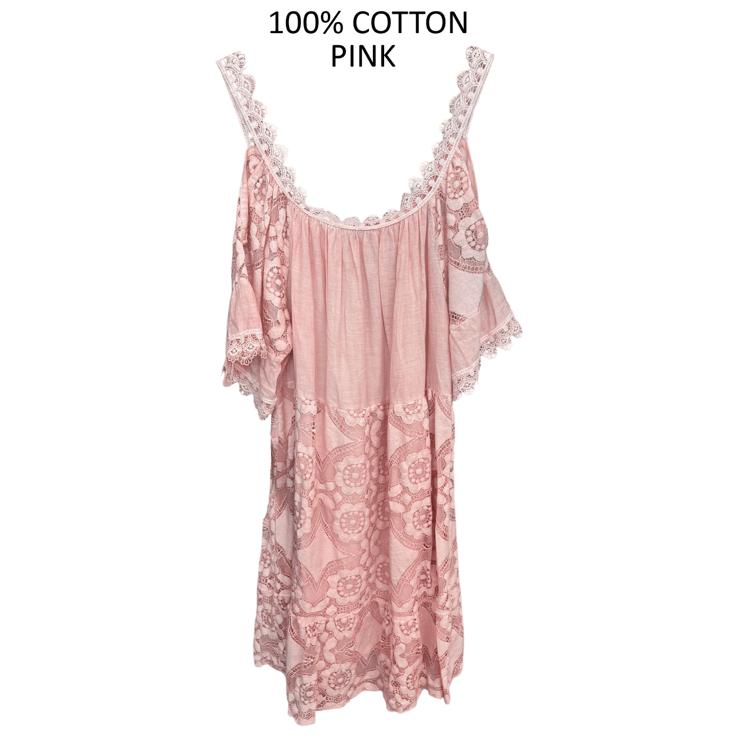 COTTON LACE OPEN SLEEVE DRESS