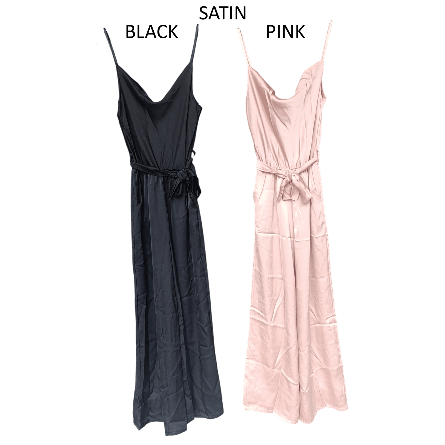 SATIN COWL NECK PANTS SUIT