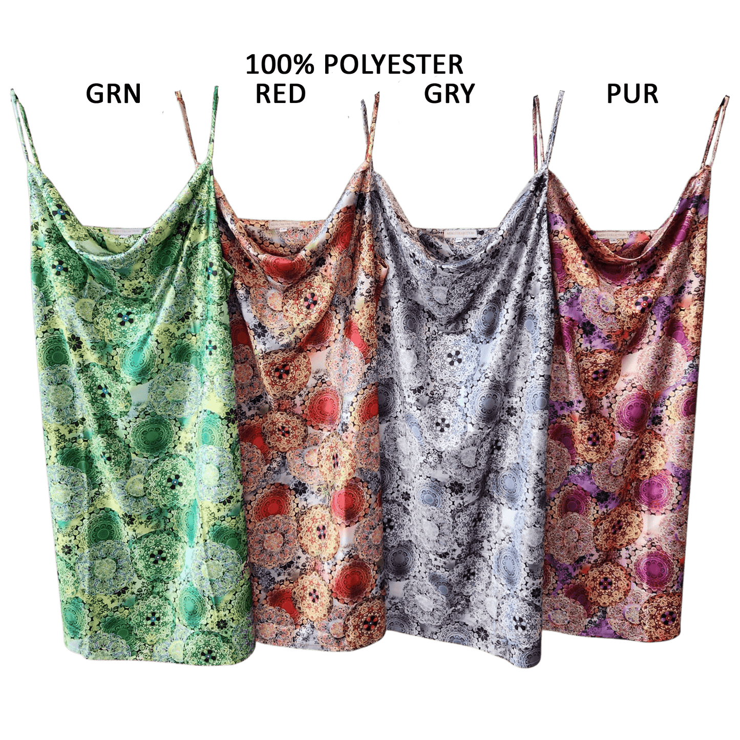 PRINTED SATIN COWL DRESS