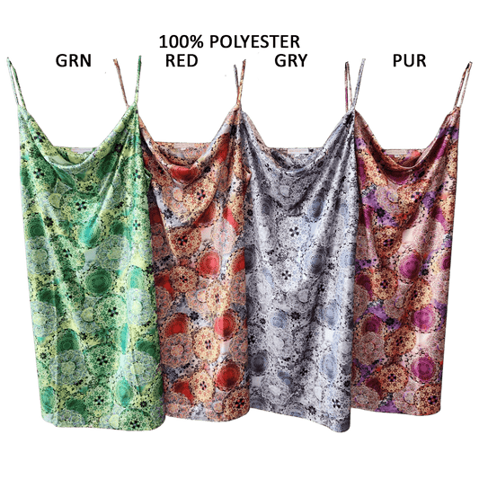 PRINTED SATIN COWL DRESS