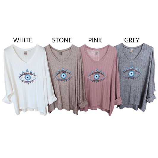 LOOSE FIT EYE PRINT RIB TOP