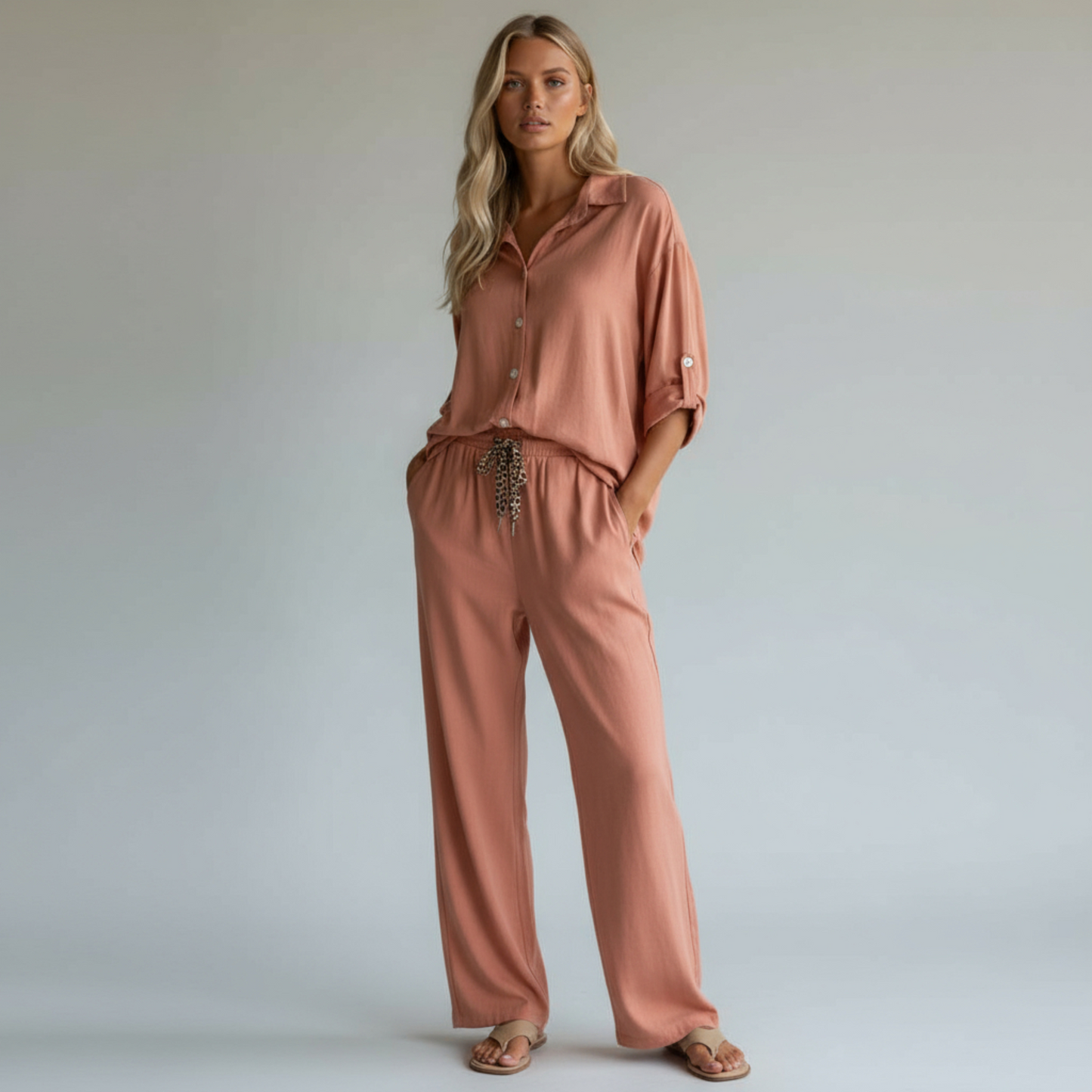 REMI RAYON LINEN SHIRT PANTS SET