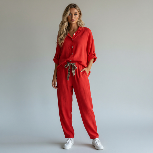 REMI RAYON LINEN SHIRT PANTS SET