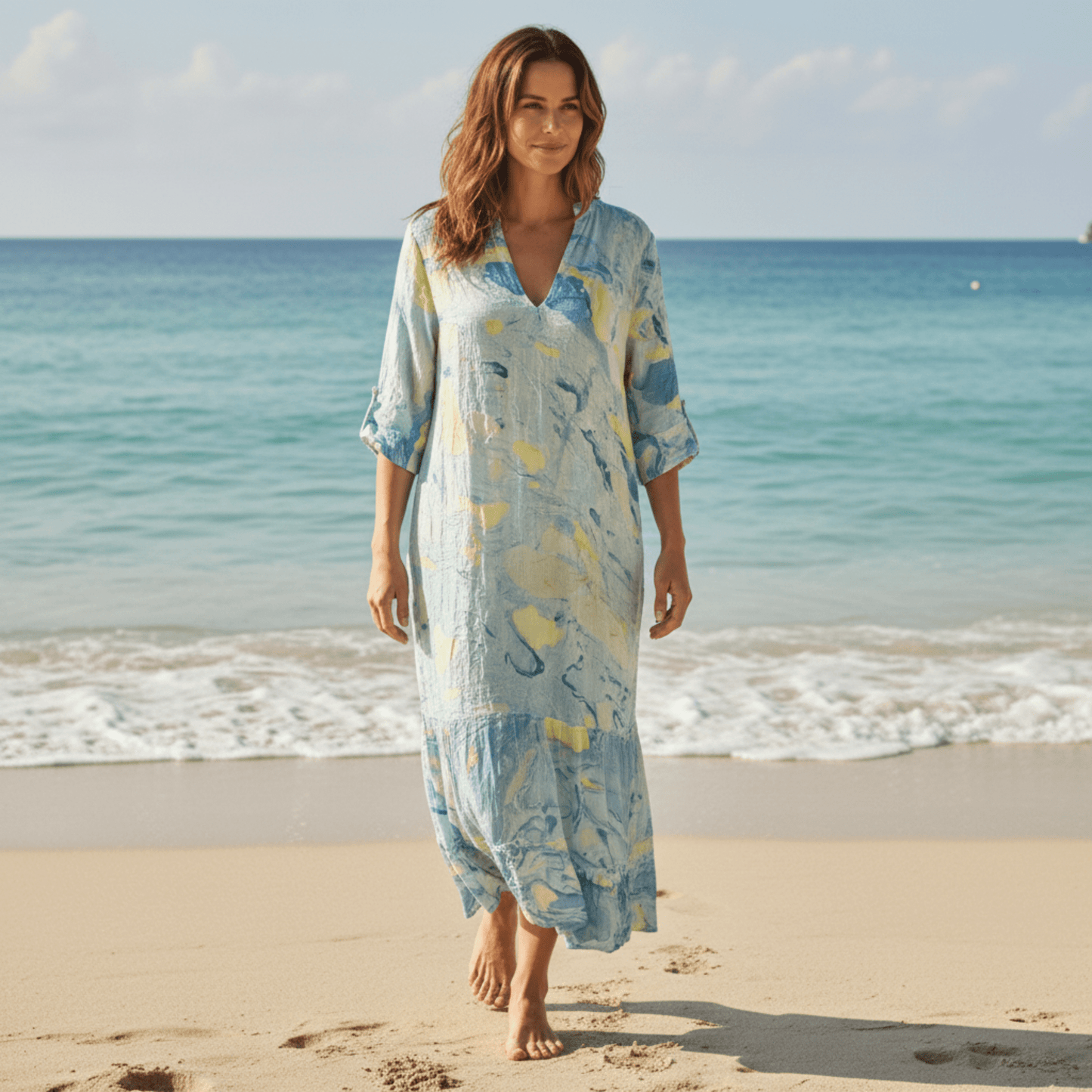 MARBLE PRINT LONG TUNIC