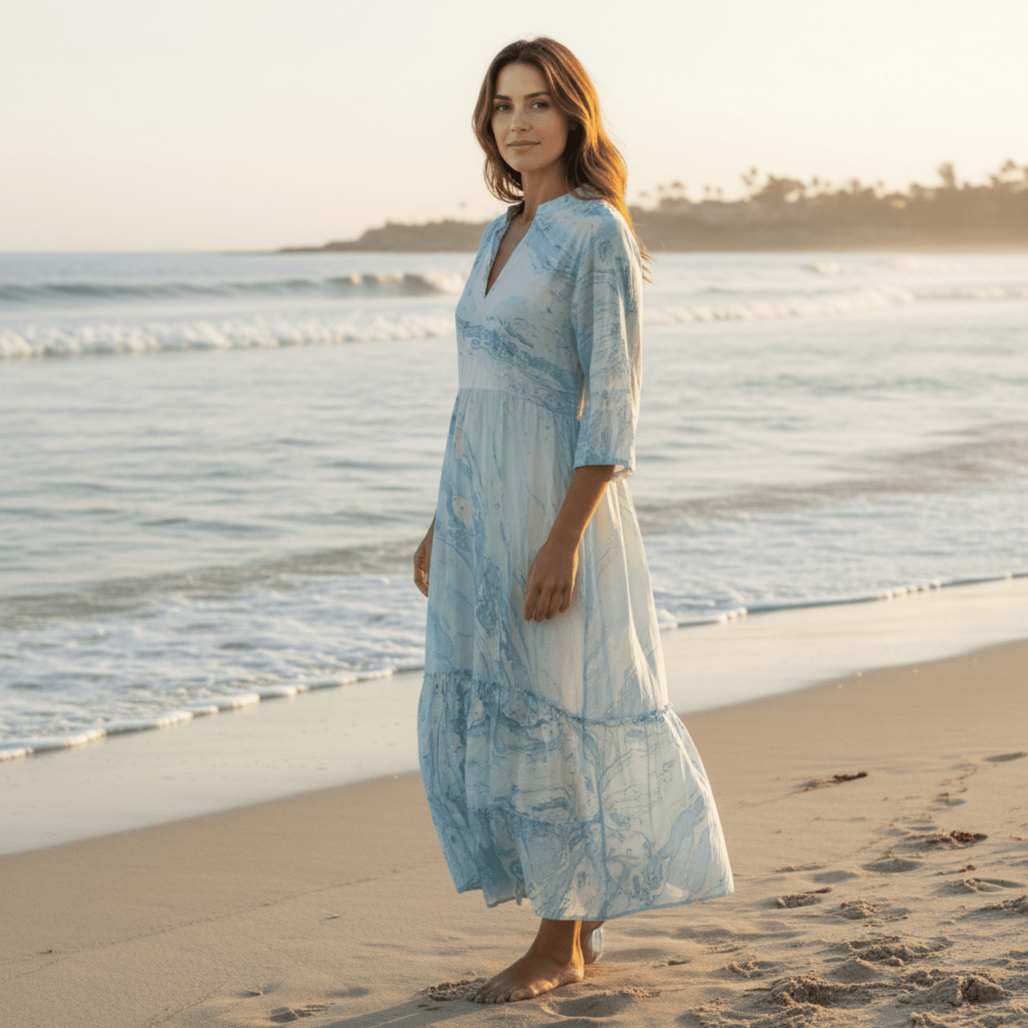 MARBLE PRINT LONG TUNIC