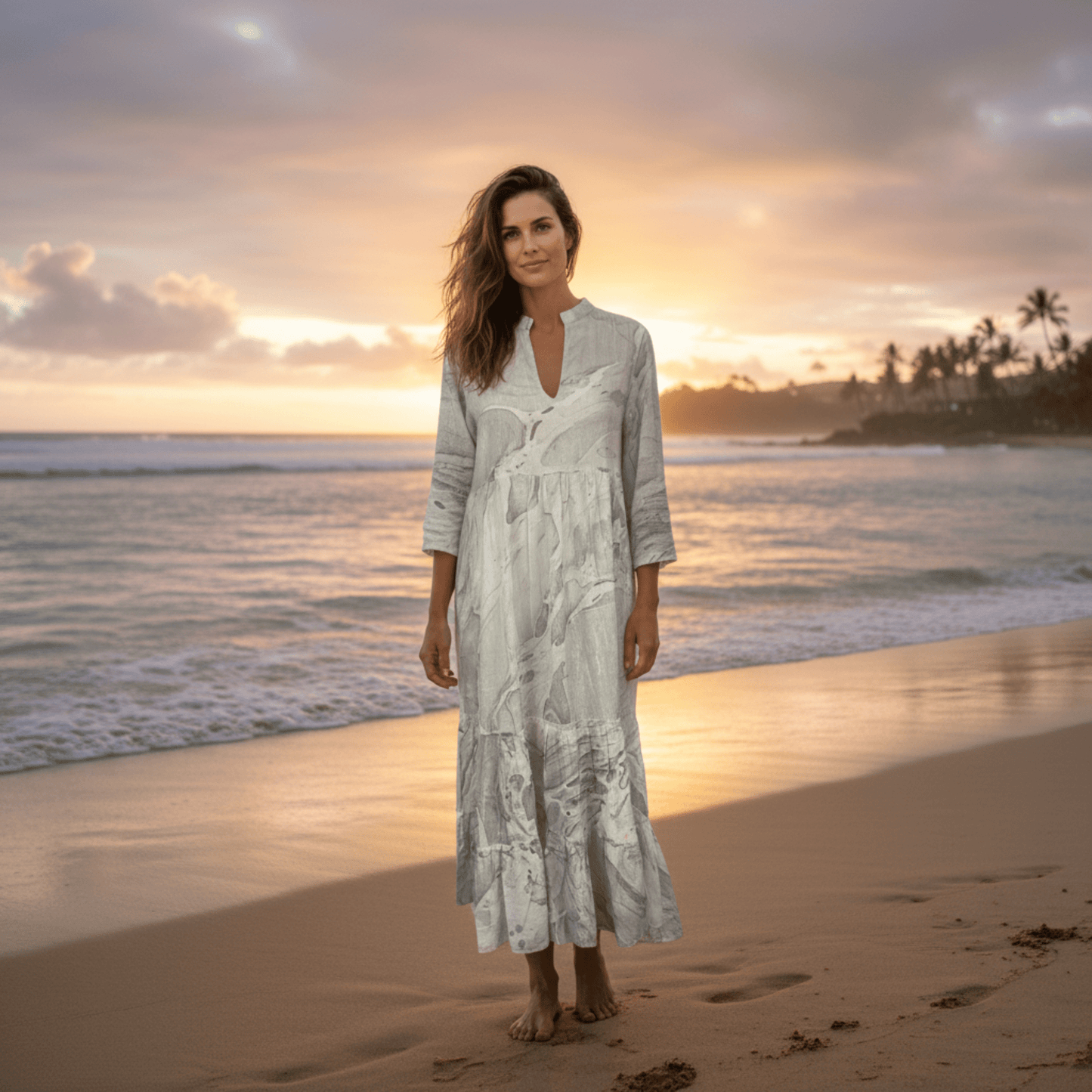 MARBLE PRINT LONG TUNIC