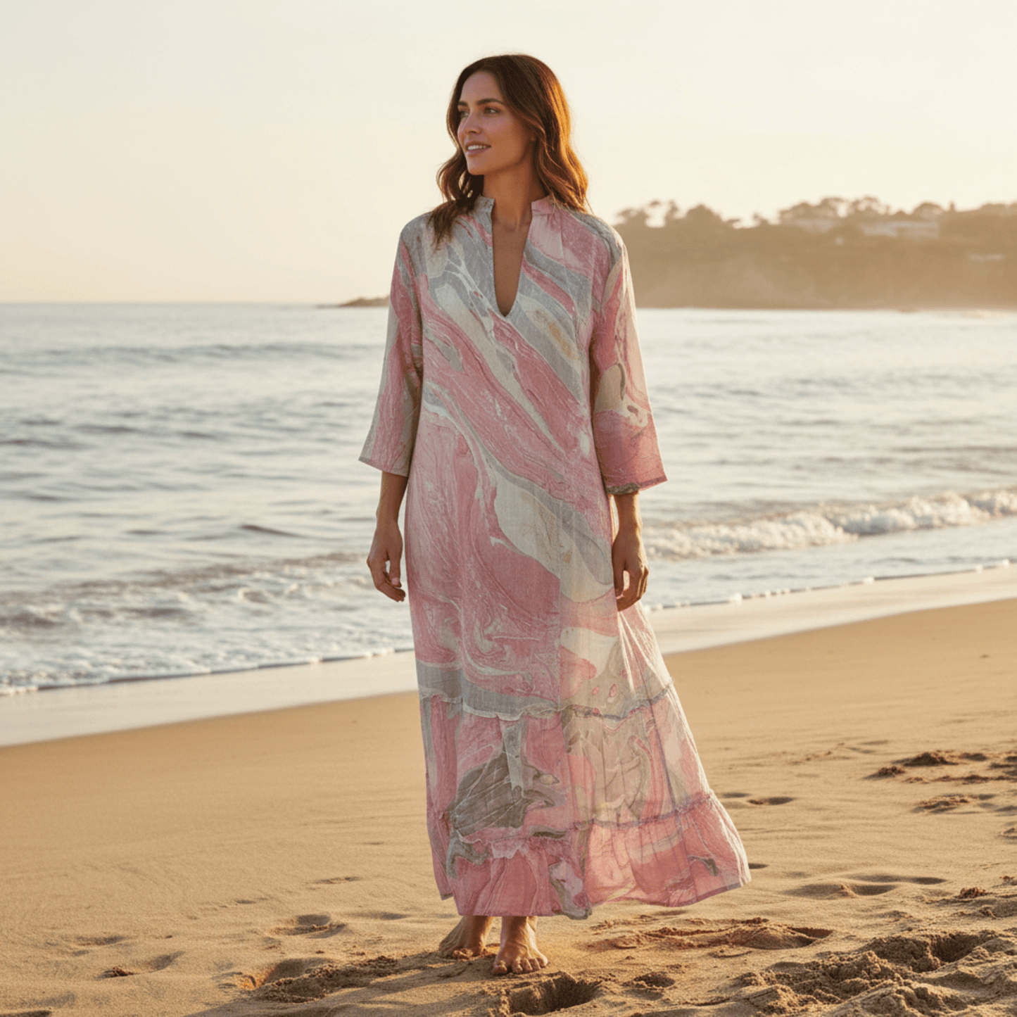 MARBLE PRINT LONG TUNIC