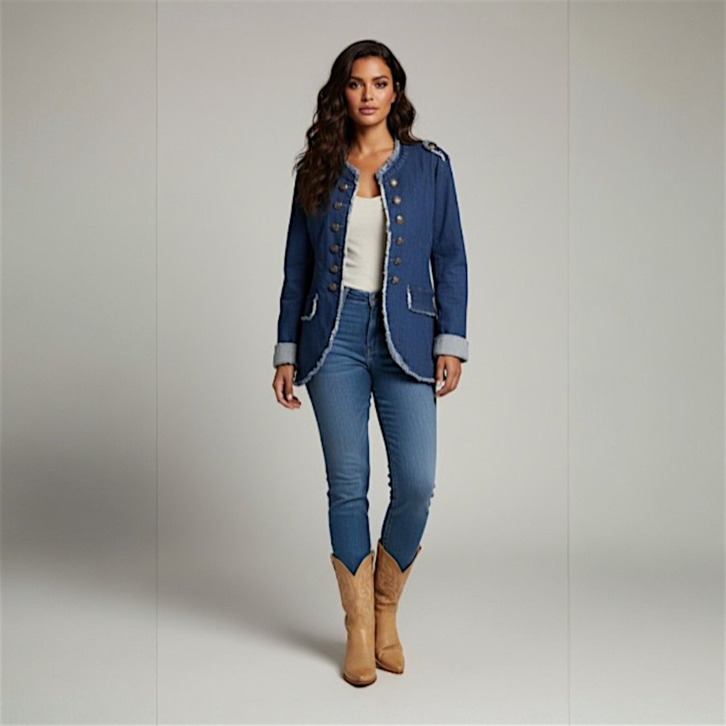 MILITARY COTTON DENIM JACKET