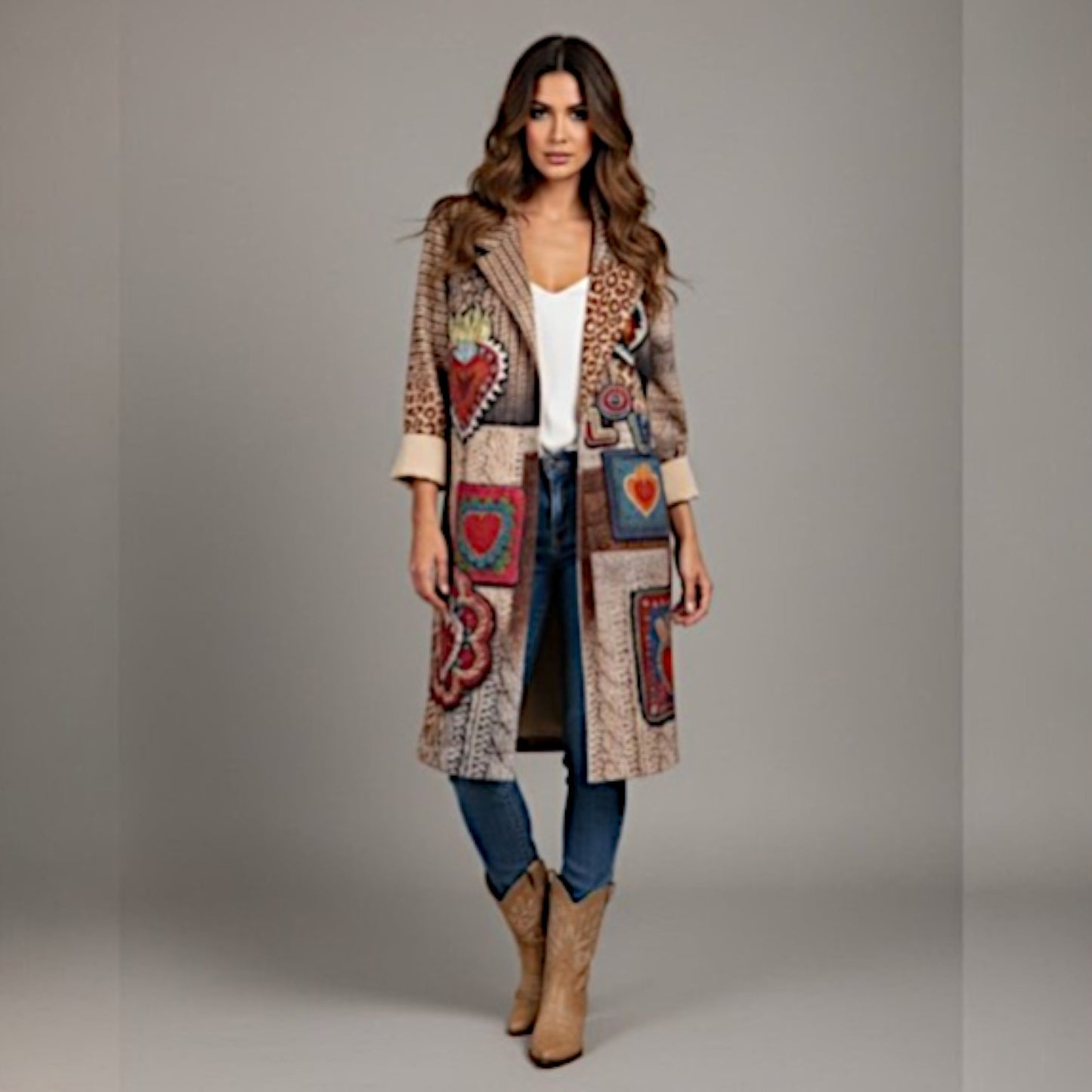 LONDYN PRINTED KNEE LENGTH JACKET